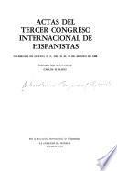 Actas del Tercer Congreso Internacional de Hispanistas