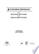 Autonomías indígenas en la realidad boliviana y su nueva constitución