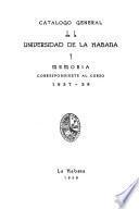 Catálogo general de la Universidad de La Habana y Memoria
