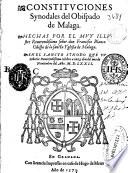 Constituciones synodales del Obispado de Malaga